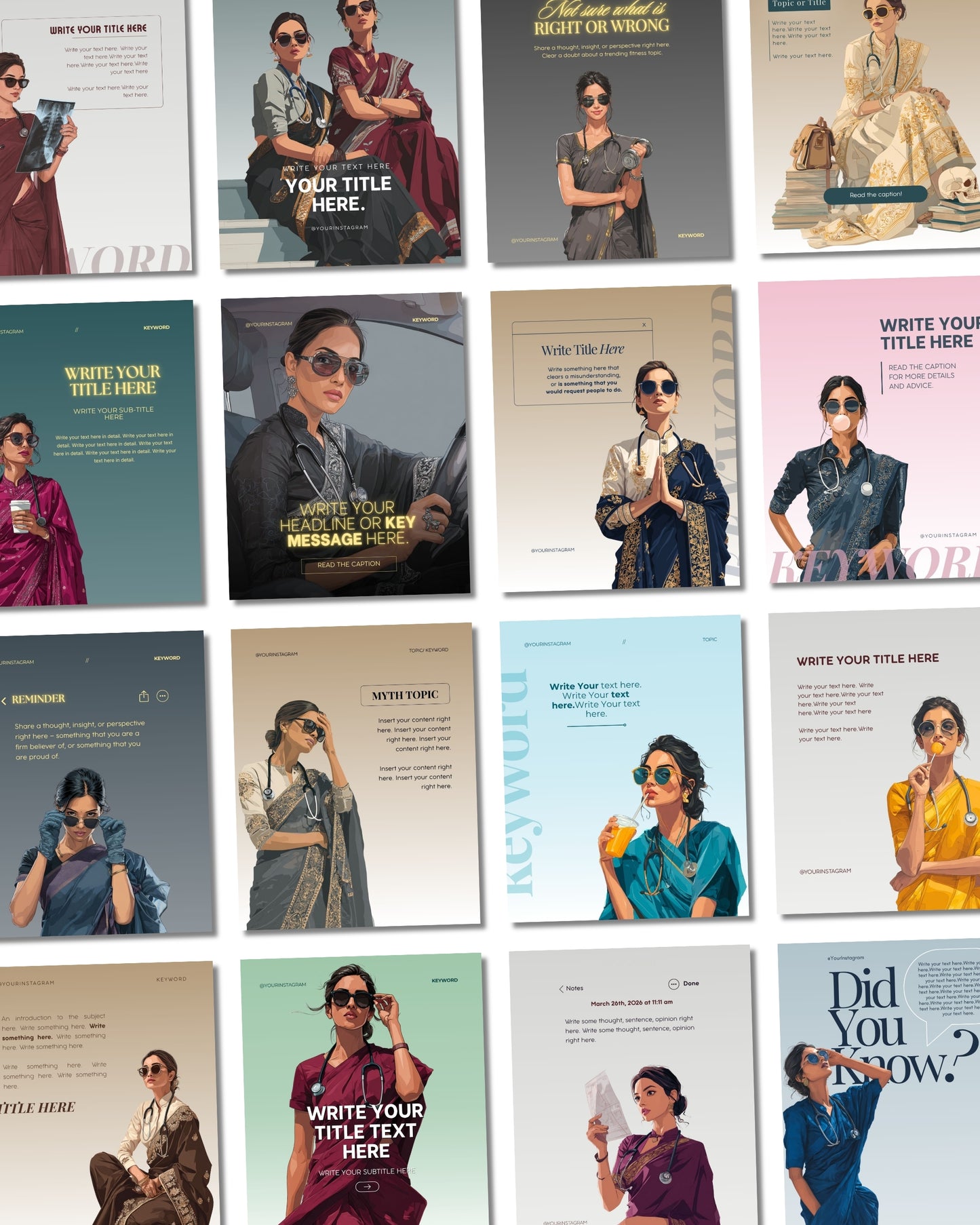Aura – Saree Edit | Content Bundle for Healthcare Creators
