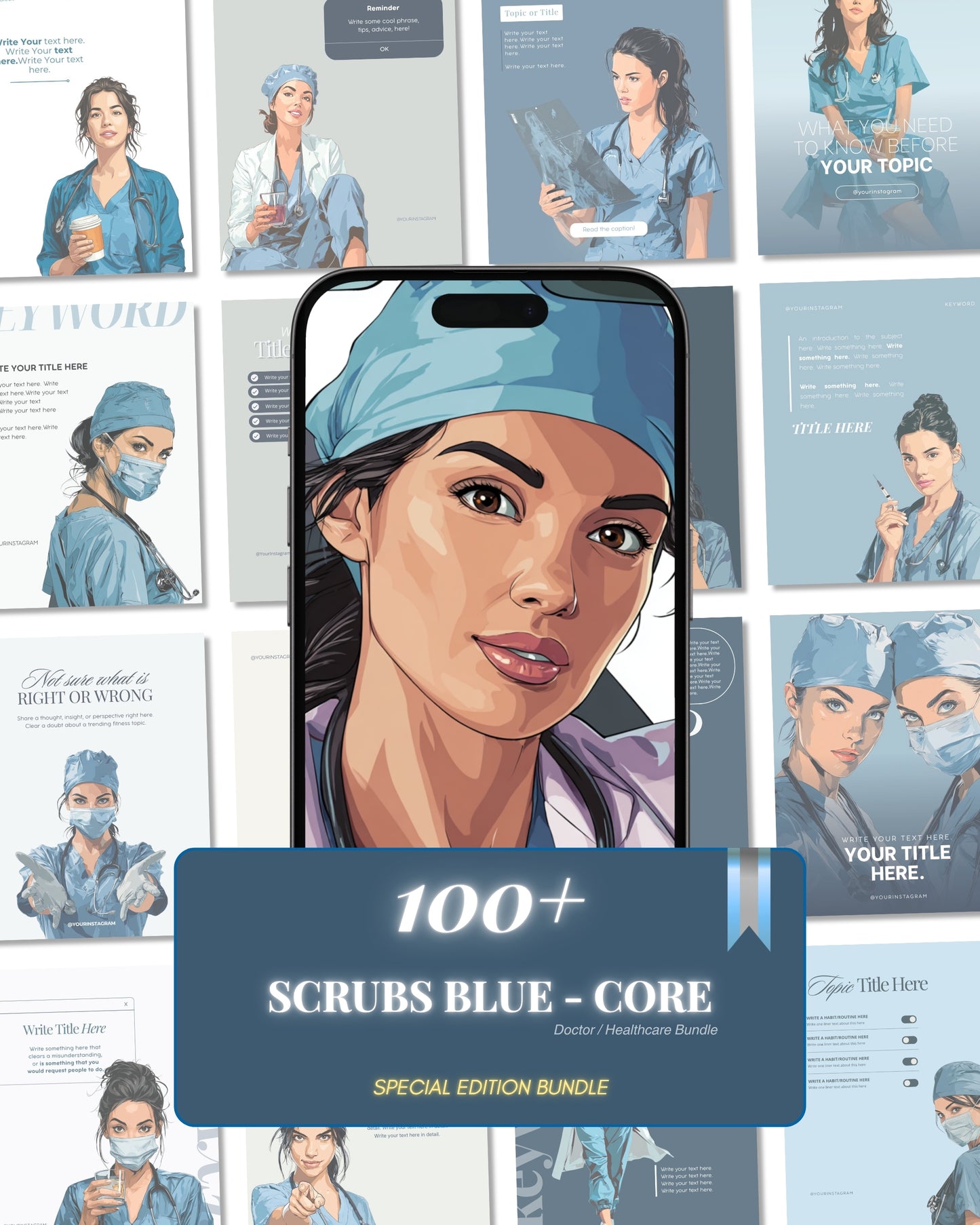 Scrubs Blue Core | Content Bundle for Female Healthcare Creators